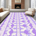 Purple White Geometric Abstract Stripes Rug