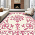 Victorian Floral Medallion Pink Rug