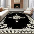 Elegant Floral Medallion Border Design Rug