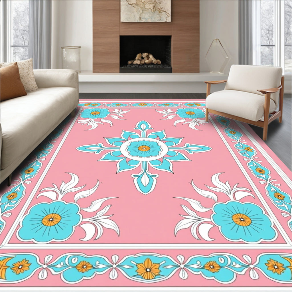 Floral medallion and border design Rug