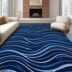 Wavy Blue Flow Pattern Rug