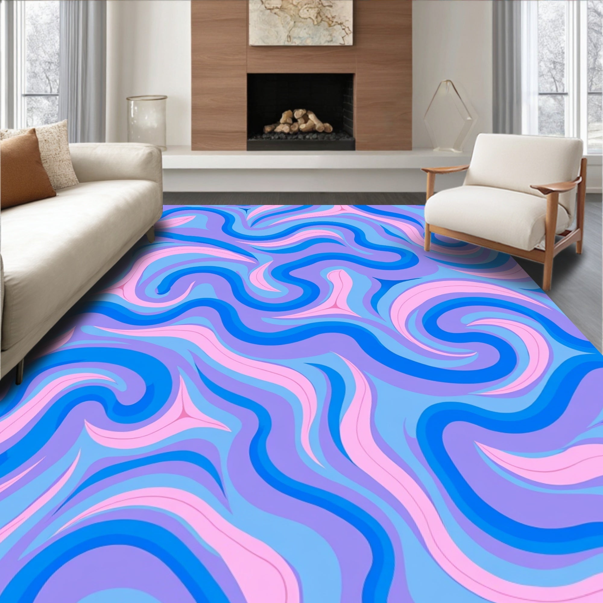 Swirling Retro Pattern Rug