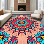Vibrant Floral Mandala Pattern Rug
