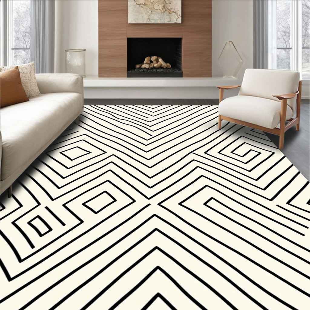 Abstract Geometric Zigzag Design Rug