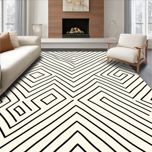 Abstract Geometric Zigzag Design Rug