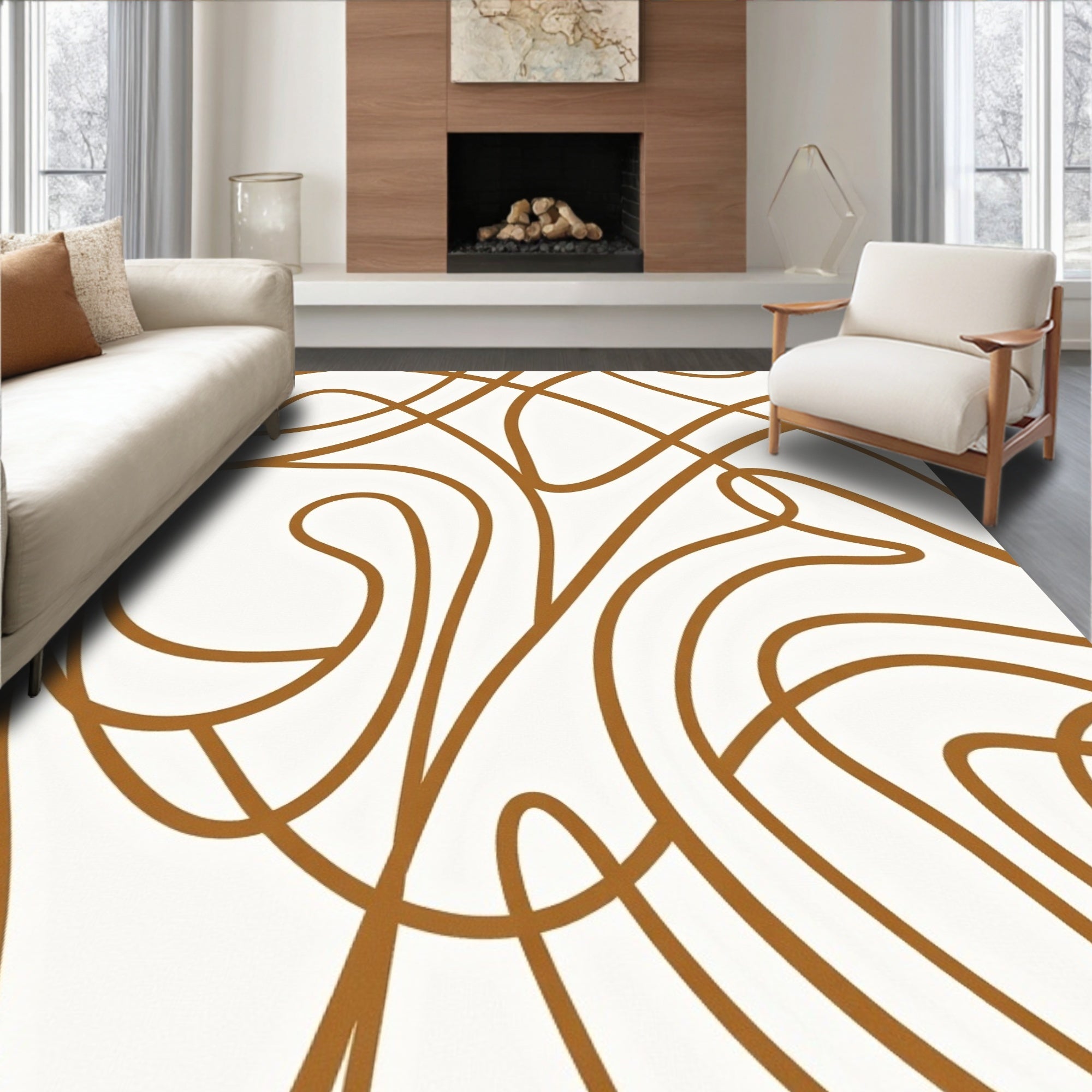 Modern Flowing Line Abstract Pattern Rug