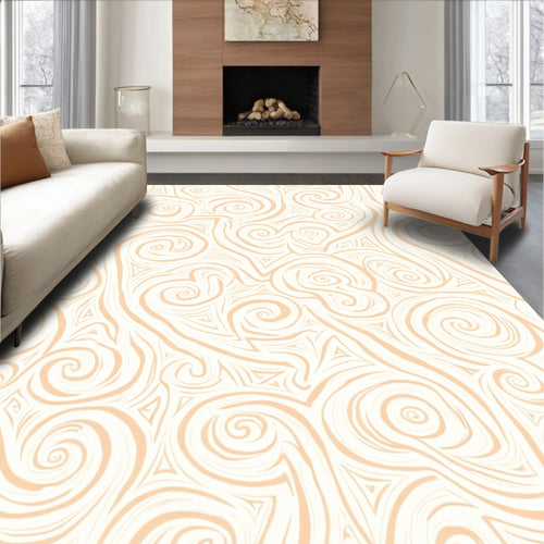Abstract Swirl Cream Amber Rug