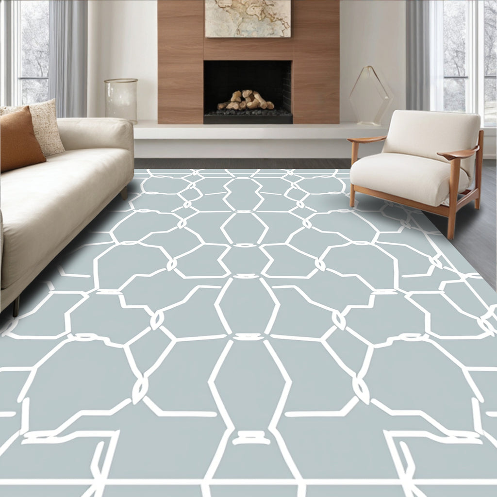 Geometric Tessellation With White Links Rug
