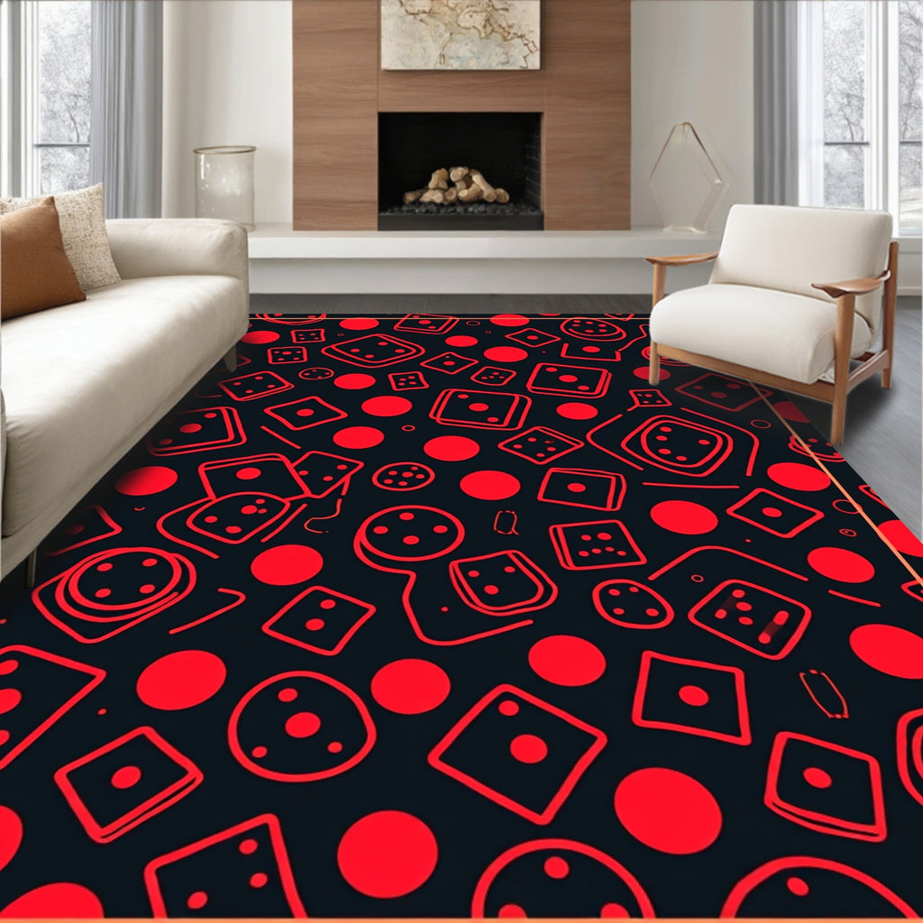 Red Dice Dots Pattern Rug