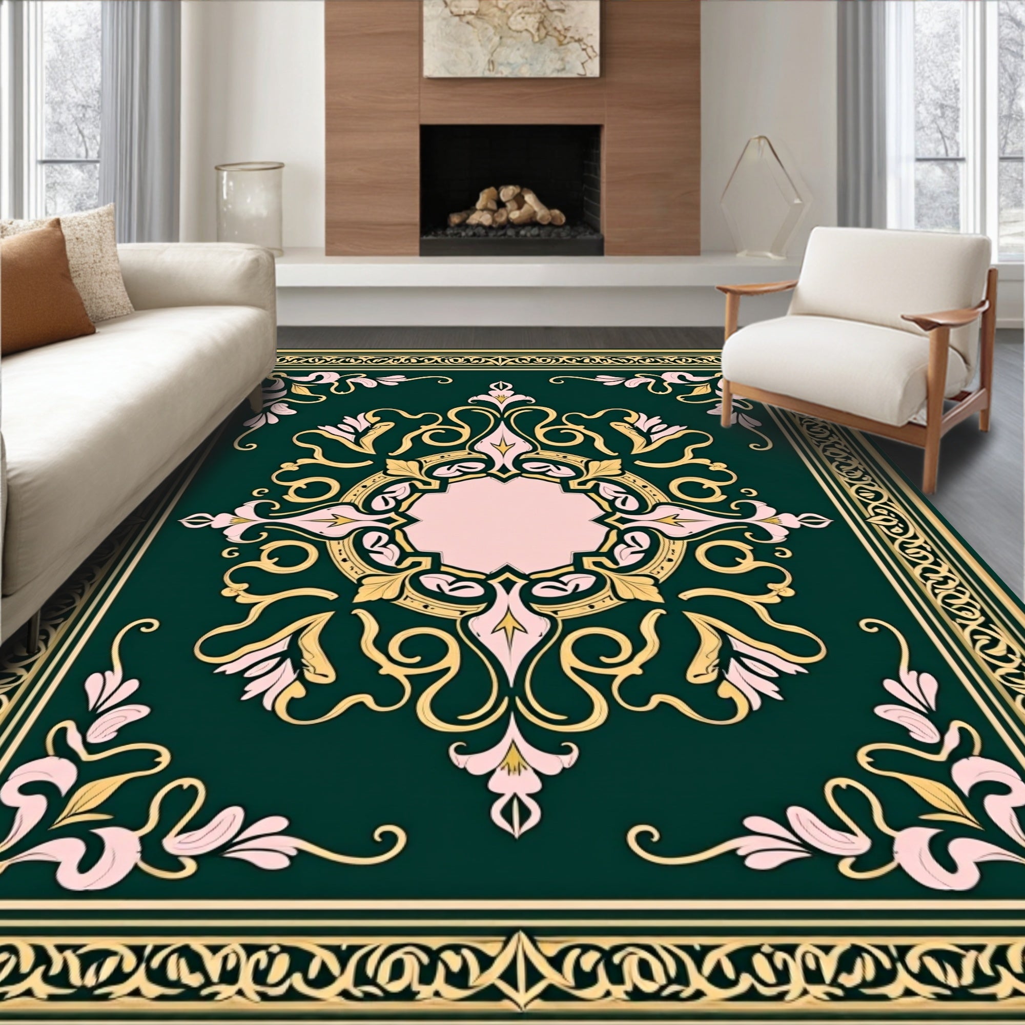 Ornate Floral Palatial Pattern Rug
