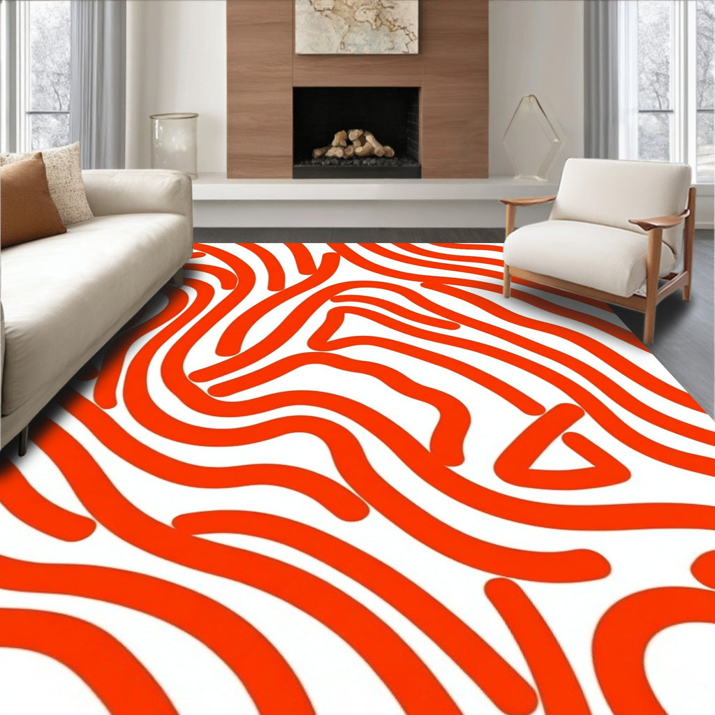 Abstract Orange Swirl Pattern Rug