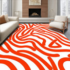 Abstract Orange Swirl Pattern Rug