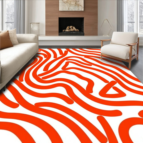 Abstract Orange Swirl Pattern Rug