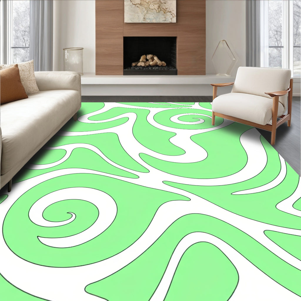 Scribble Abstract Light Green Pattern Rug