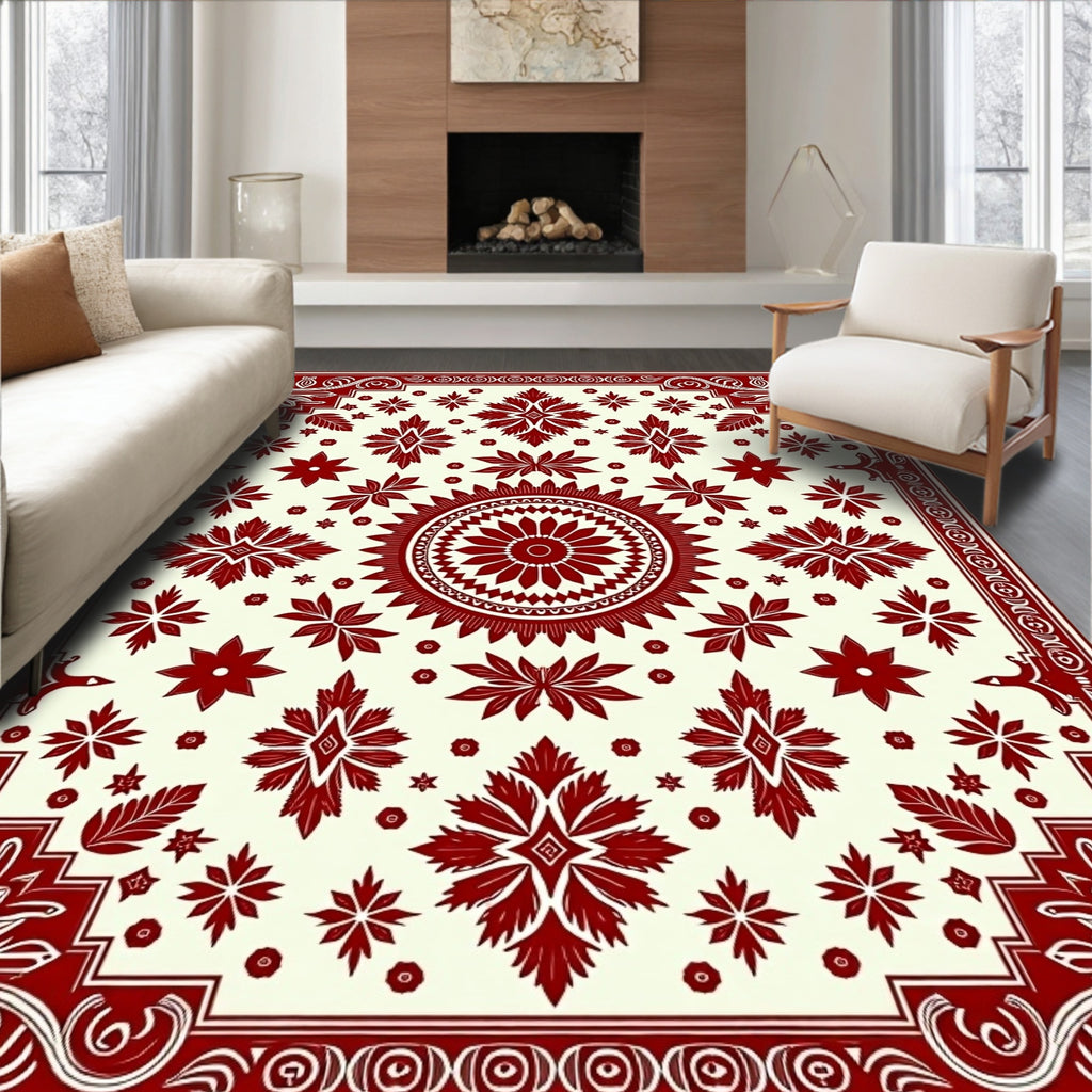 Ornate Mandala Floral Pattern Rug