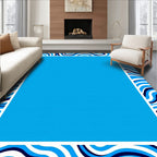 Abstract Blue Wave Pattern Rug