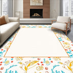 Whimsical Floral Pattern With Red Accents Rug