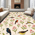 Charming Birds and Flowers Pattern Rug