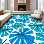 Coastal Blue Leaf Pattern Rug