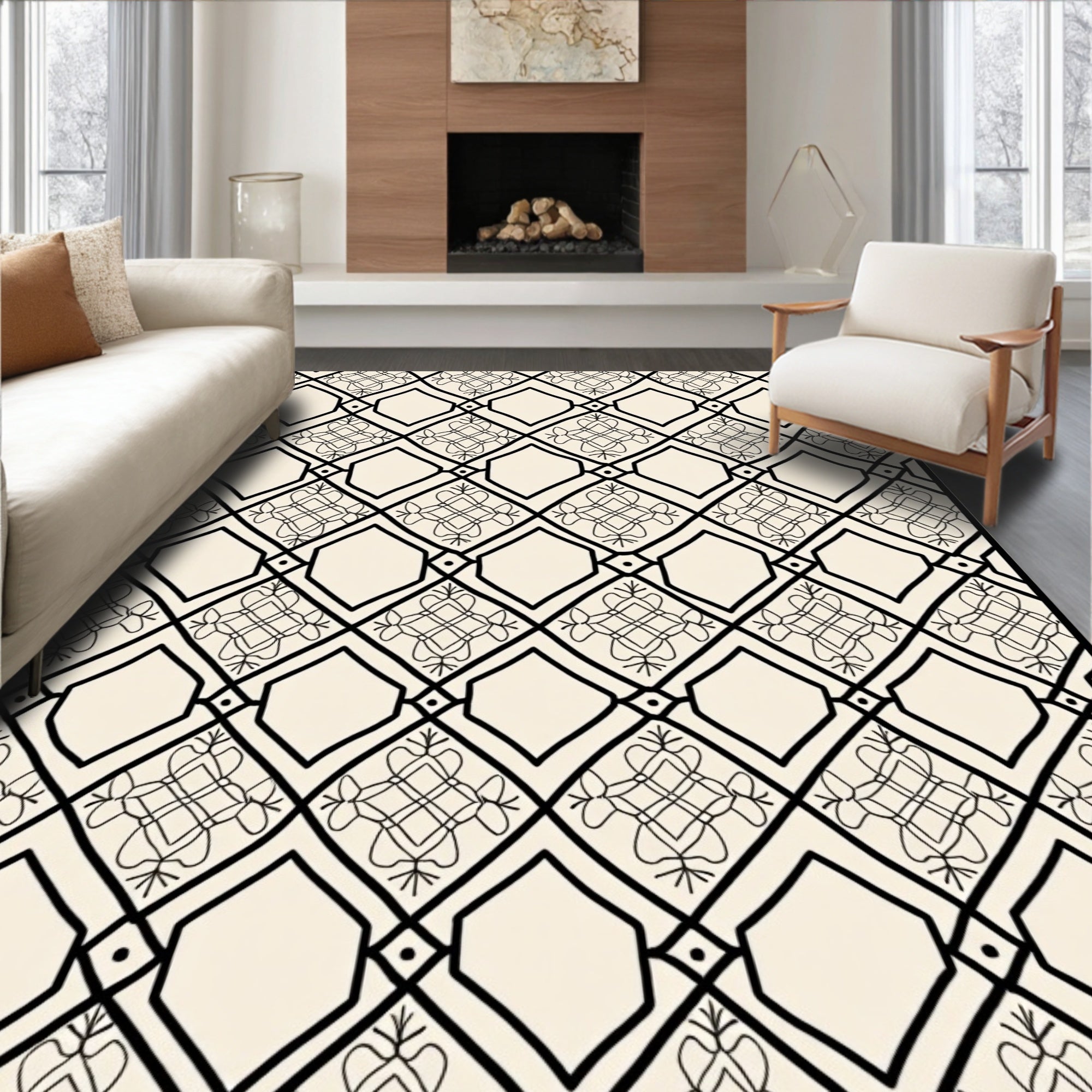 Geometric Diamond Pattern With Intricate Details Rug