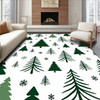 Forest Green Christmas Trees Scattered Meadow Rug