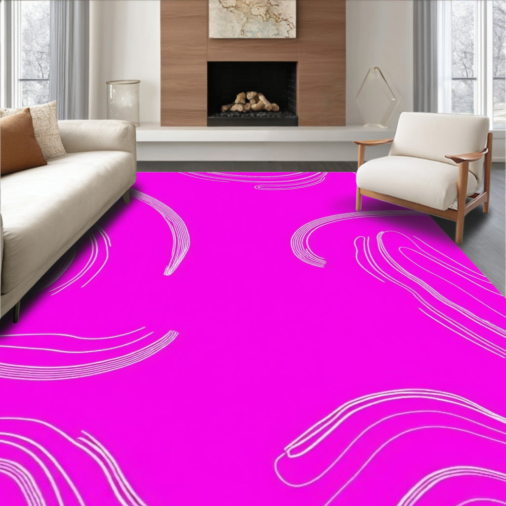 Bright Pink Modern Swirl Pattern Rug