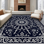 Ornate White Floral Mandala Rug