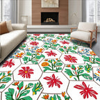Hexagonal Floral Botanical Allure Design Rug