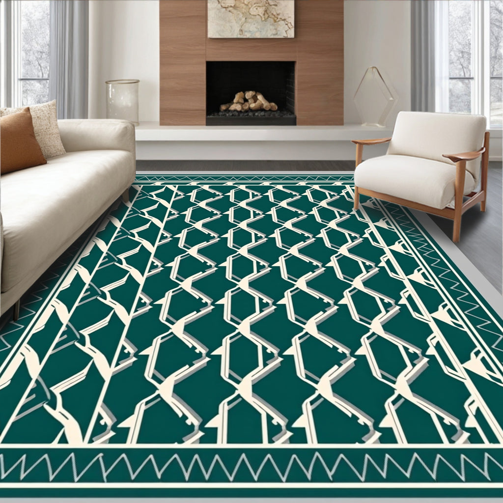 Geometric Chain Link Diamond Pattern Rug