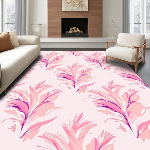 Abstract Pink Purple Floral Pattern Rug