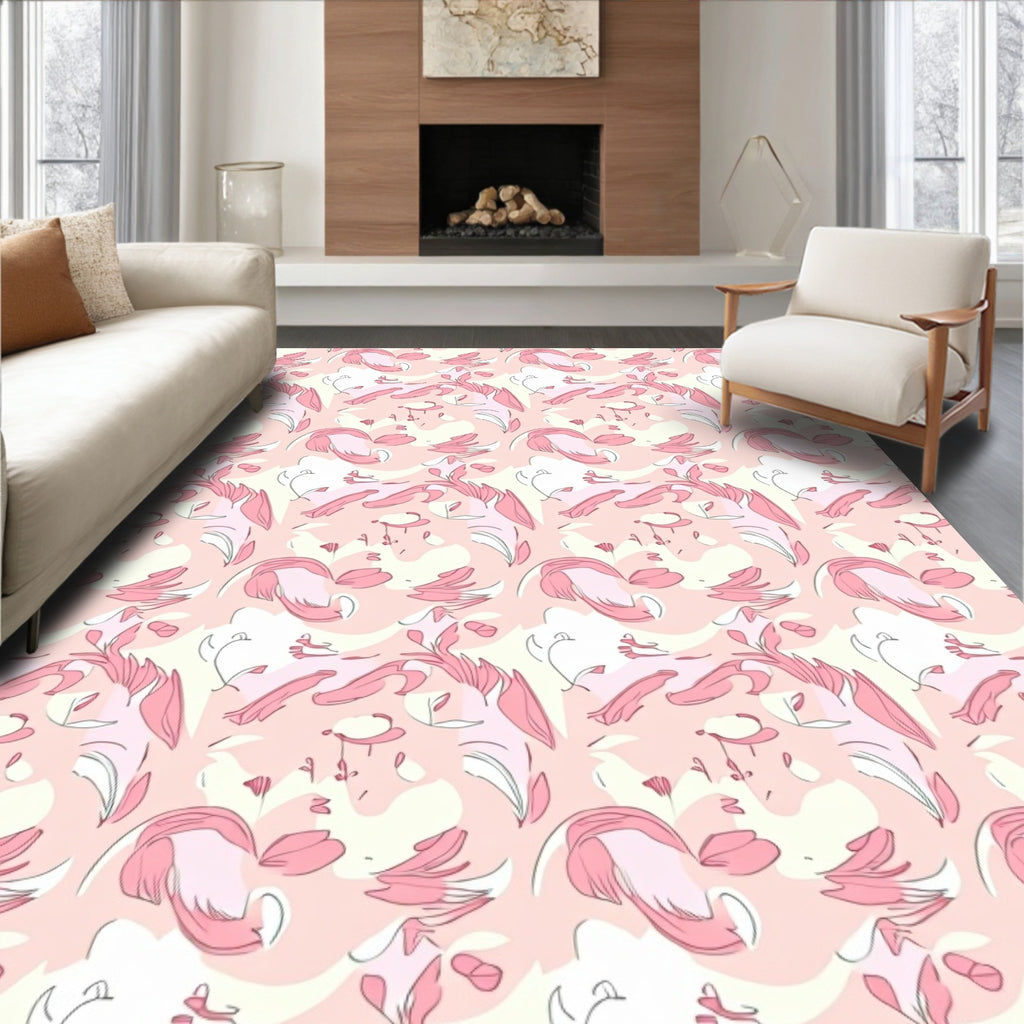 Elegant Pink Floral Pattern Design Rug