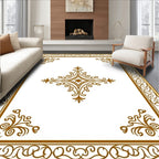 Ornate Medallion Scrollwork and Border Design Rug