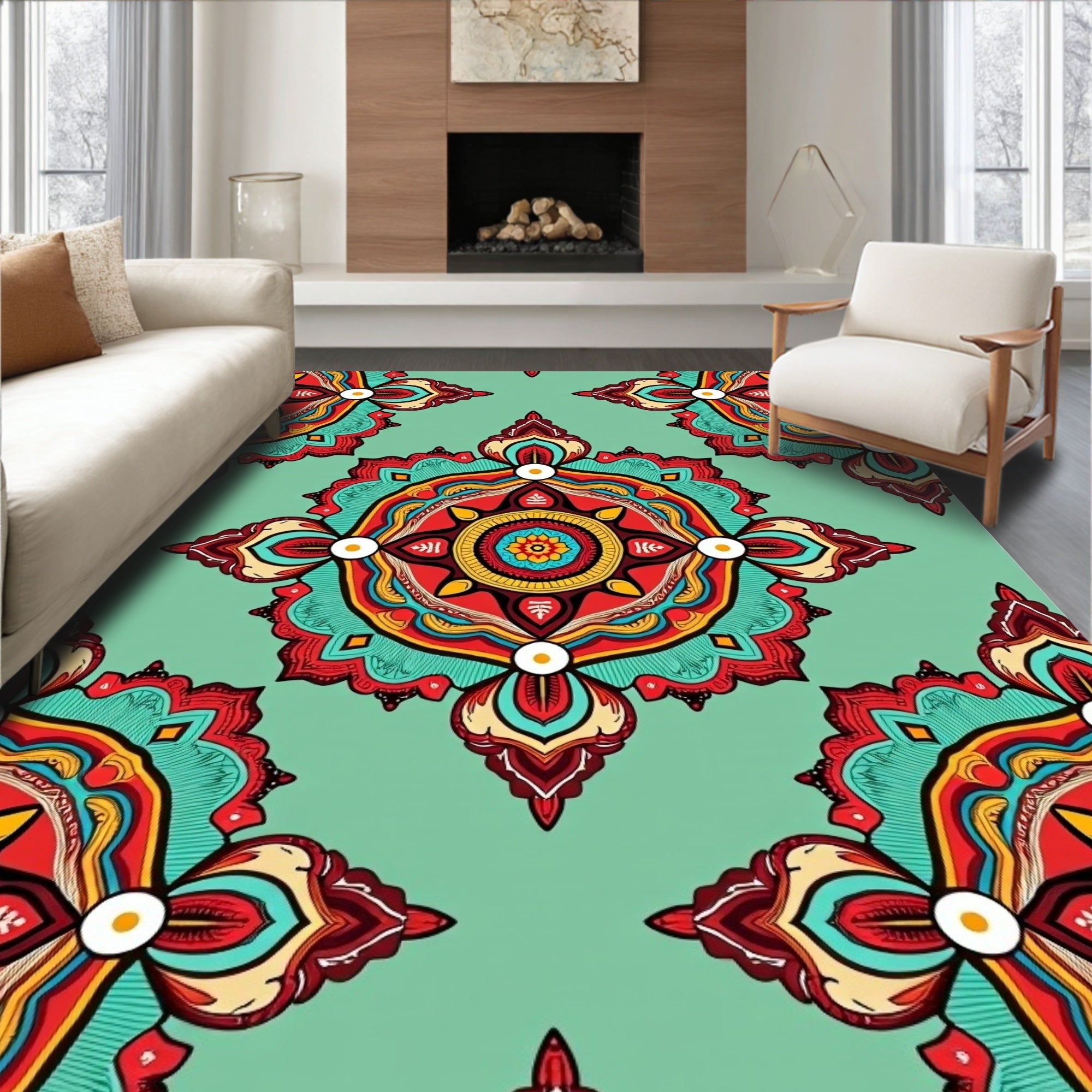 Colorful Mandala Style Pattern Rug