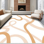 Warm Beige Abstract Swirl Ribbons Rug