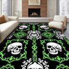 Gothic Skull Neon Damask Rug