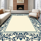 Dark Blue Floral Ornament Rug