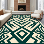 Bold Teal Geometric Diamond Rug