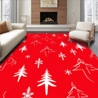 Red Winter Tree Snowflake Sketch Rug