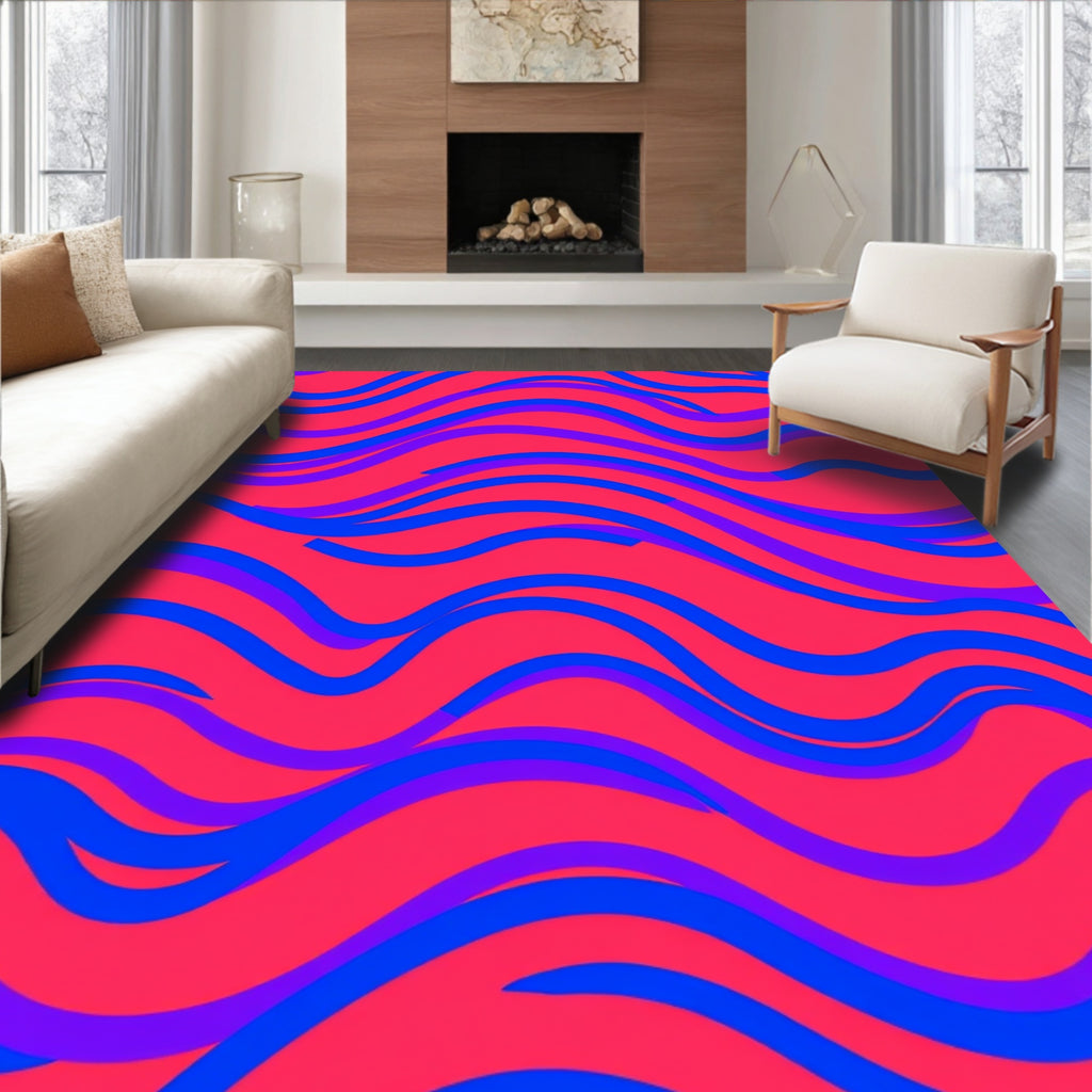 Vibrant Wavy Stripe Pattern Rug
