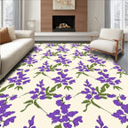 Purple Lavender Branch Pattern Rug