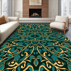 Art Nouveau Green Gold Floral Rug
