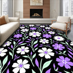 Purple White Floral Spring Pattern Rug
