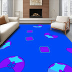 Purple Blue Floral Square Pattern Rug