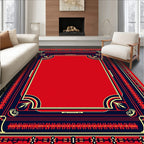 Bold Red Geometric Frame Design Rug
