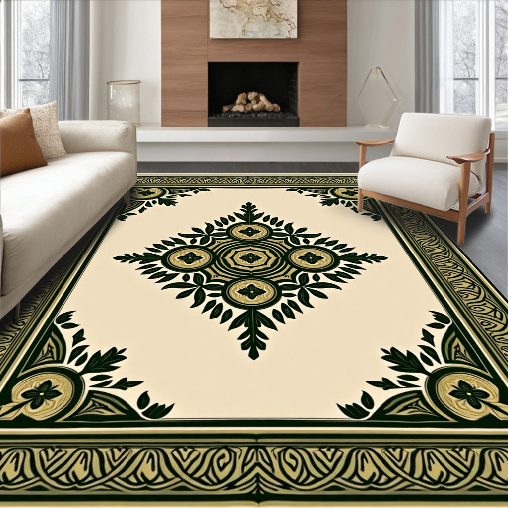 Intricate Floral Geometric Patterned Rug