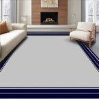 Classic Navy White Geometric Frame Design Rug