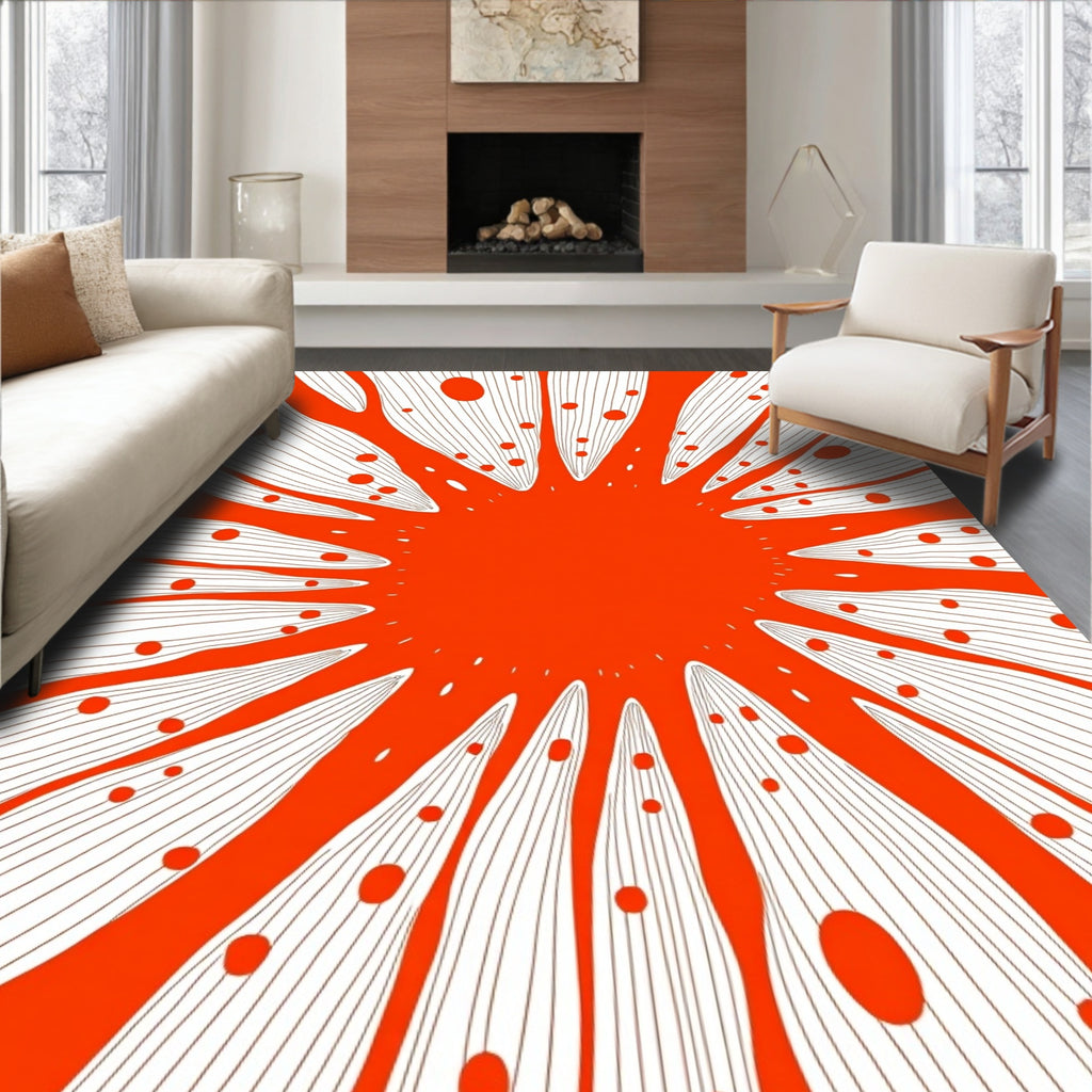 Radiant Orange Speckled Burst Design Rug