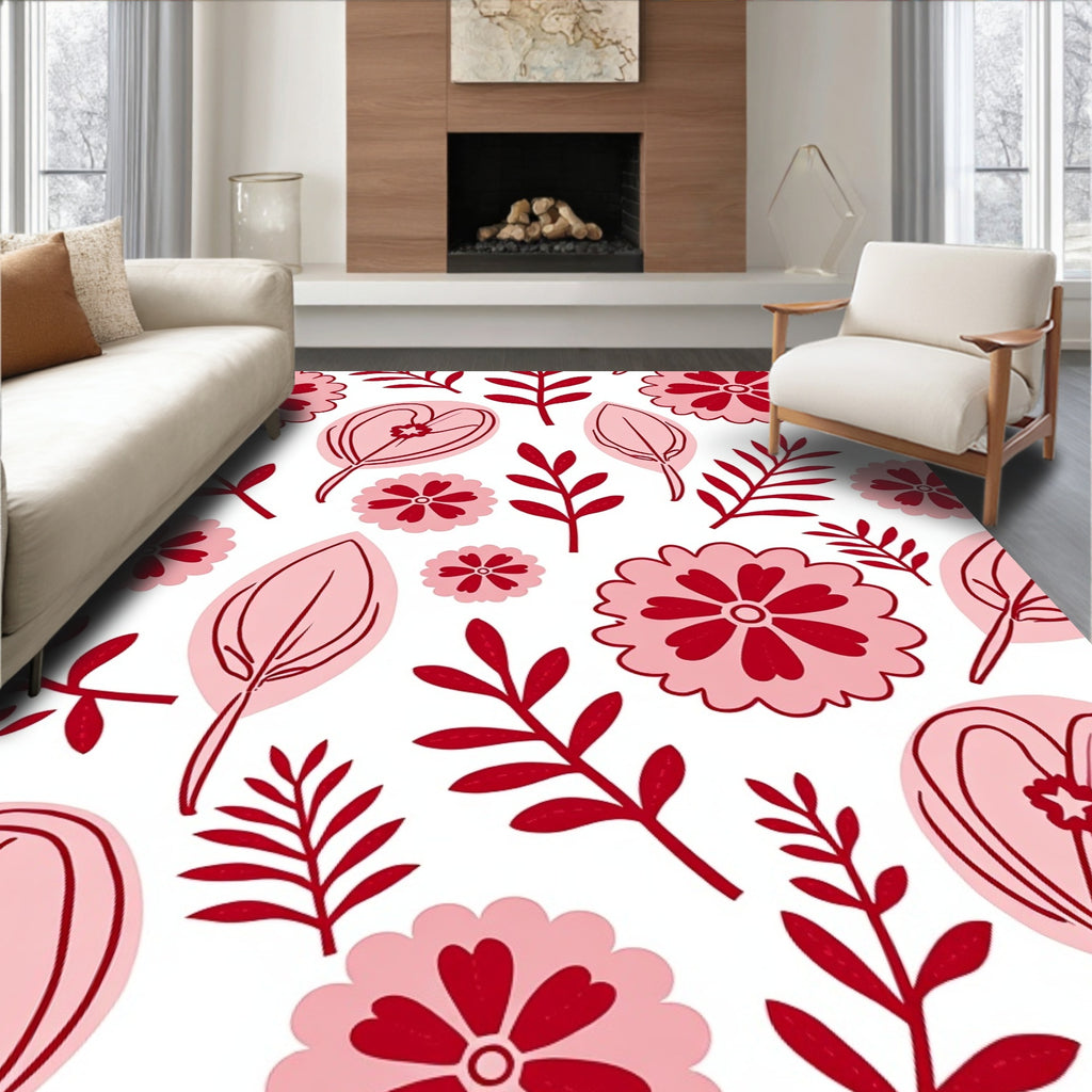 Stylized Floral Branch Pattern Design Rug