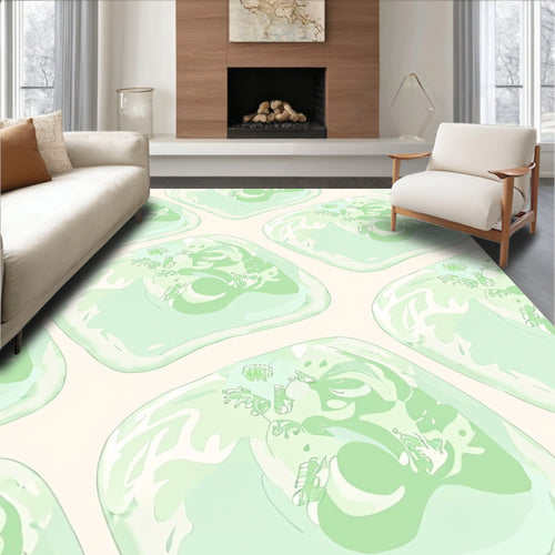 Abstract Green Organic Shapes Pattern Rug