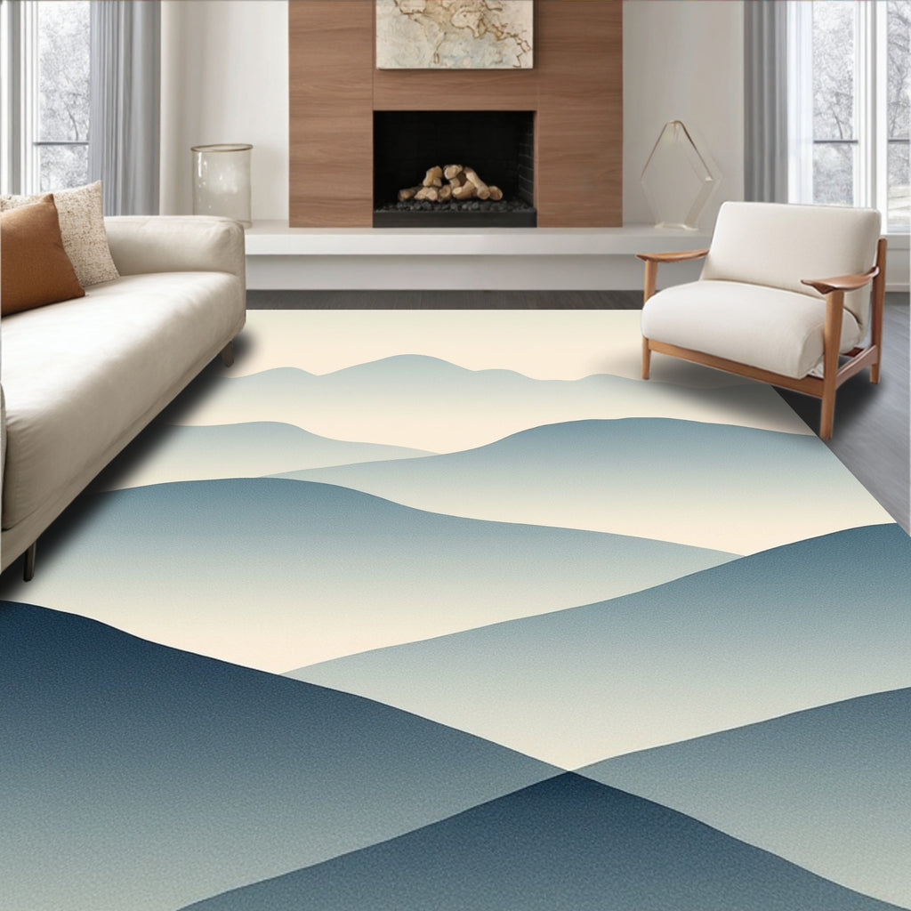Layered Mountain Mist Abstract Rug